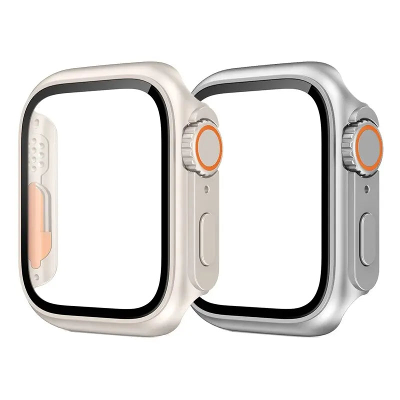 2PCS Case Glass+Case For Apple Watch 44mm 45mm 41mm 40mm Screen Protector Cover Change Ultra Bumper IWatch Series 9 8 7 SE 6 5 3