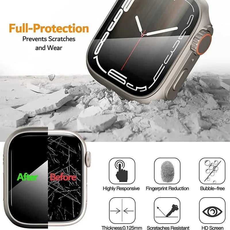 2PCS Case Glass+Case For Apple Watch 44mm 45mm 41mm 40mm Screen Protector Cover Change Ultra Bumper IWatch Series 9 8 7 SE 6 5 3