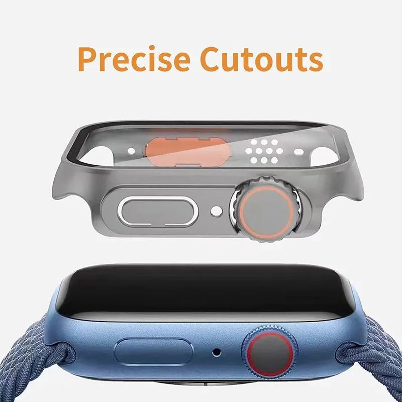 2PCS Case Glass+Case For Apple Watch 44mm 45mm 41mm 40mm Screen Protector Cover Change Ultra Bumper IWatch Series 9 8 7 SE 6 5 3