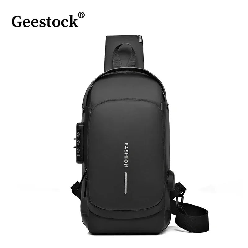 Geestock Anti Theft Crossbody Bag For Women Men Multifunction USB Charging Shoulder Bag Messenger Travel Sling Chest Bags Pack