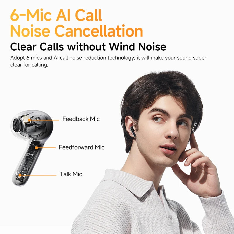 QCY HT10 AilyBuds Pro+ ANC Wireless Earphone Hi-Res Audio with LDAC Bluetooth 5.3 Earbuds 6 Mic AI HD Call Multipoint Connection