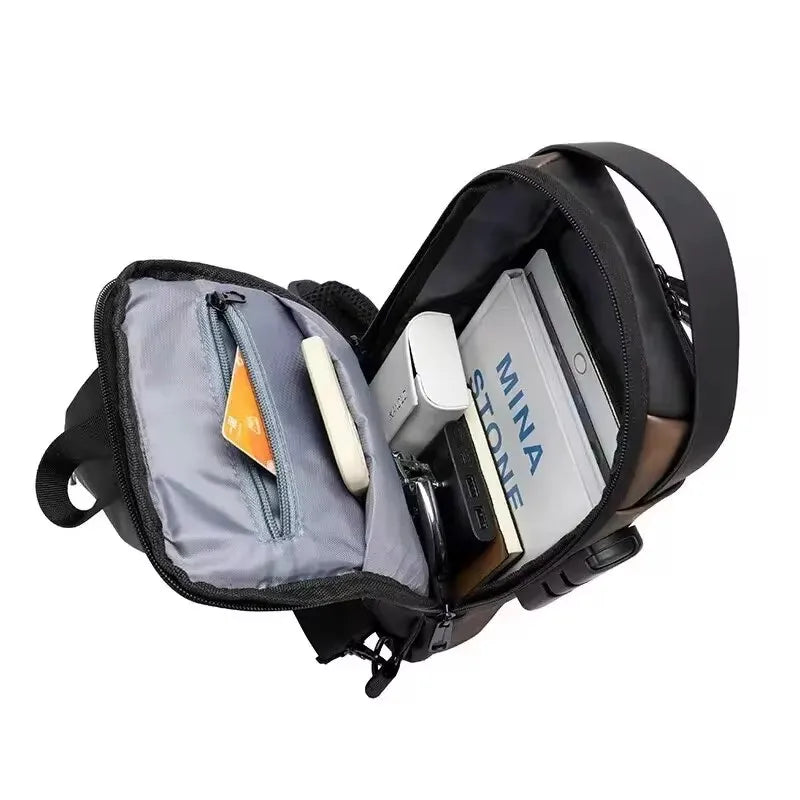 Men's Shoulder Bag Multifunction Anti Theft USB Messenger Pack Man Crossbody Cross Body Travel Sling Chest Bags Pack