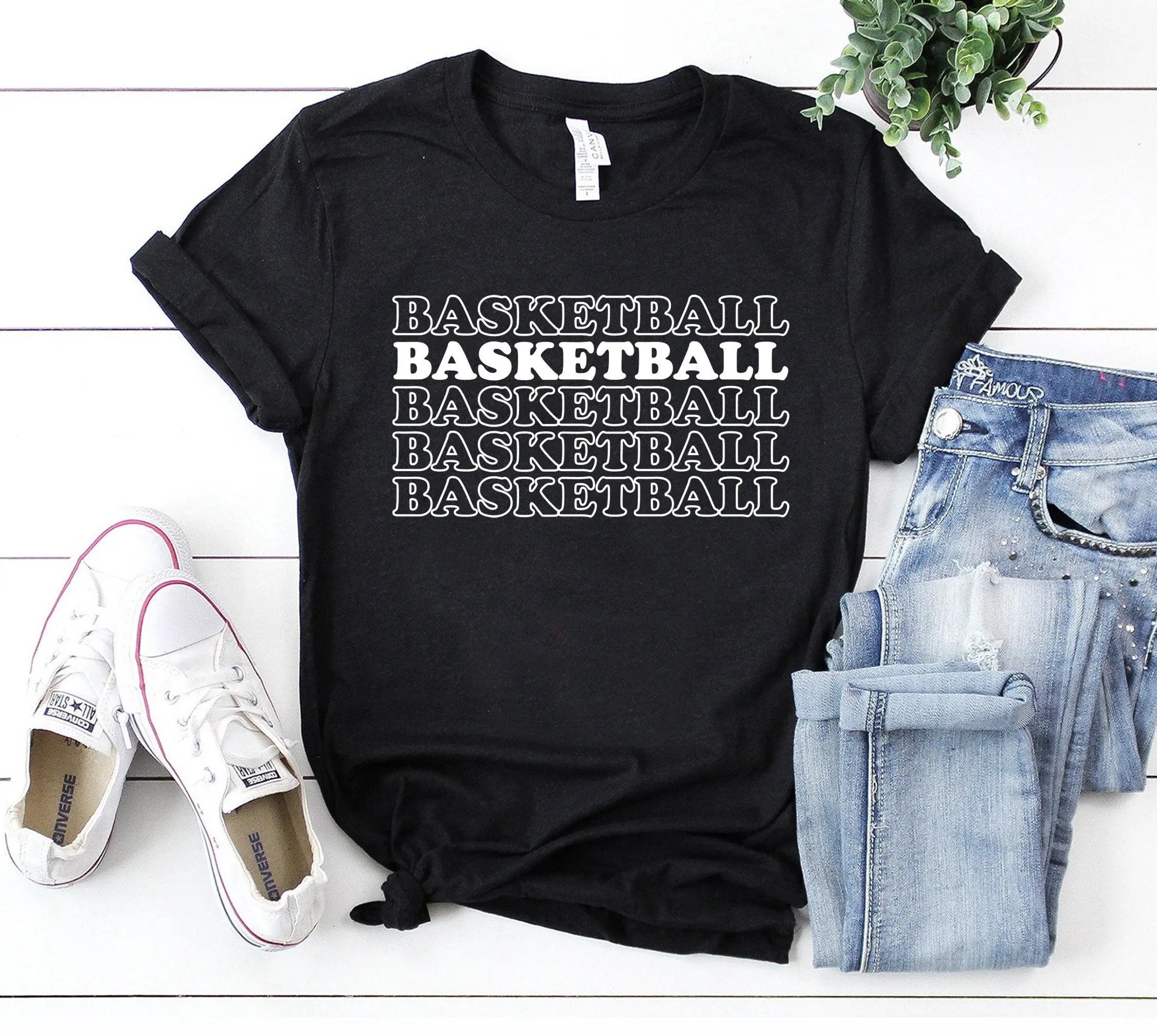 Basketball word repeat funny sports shirt gift ideas T modern